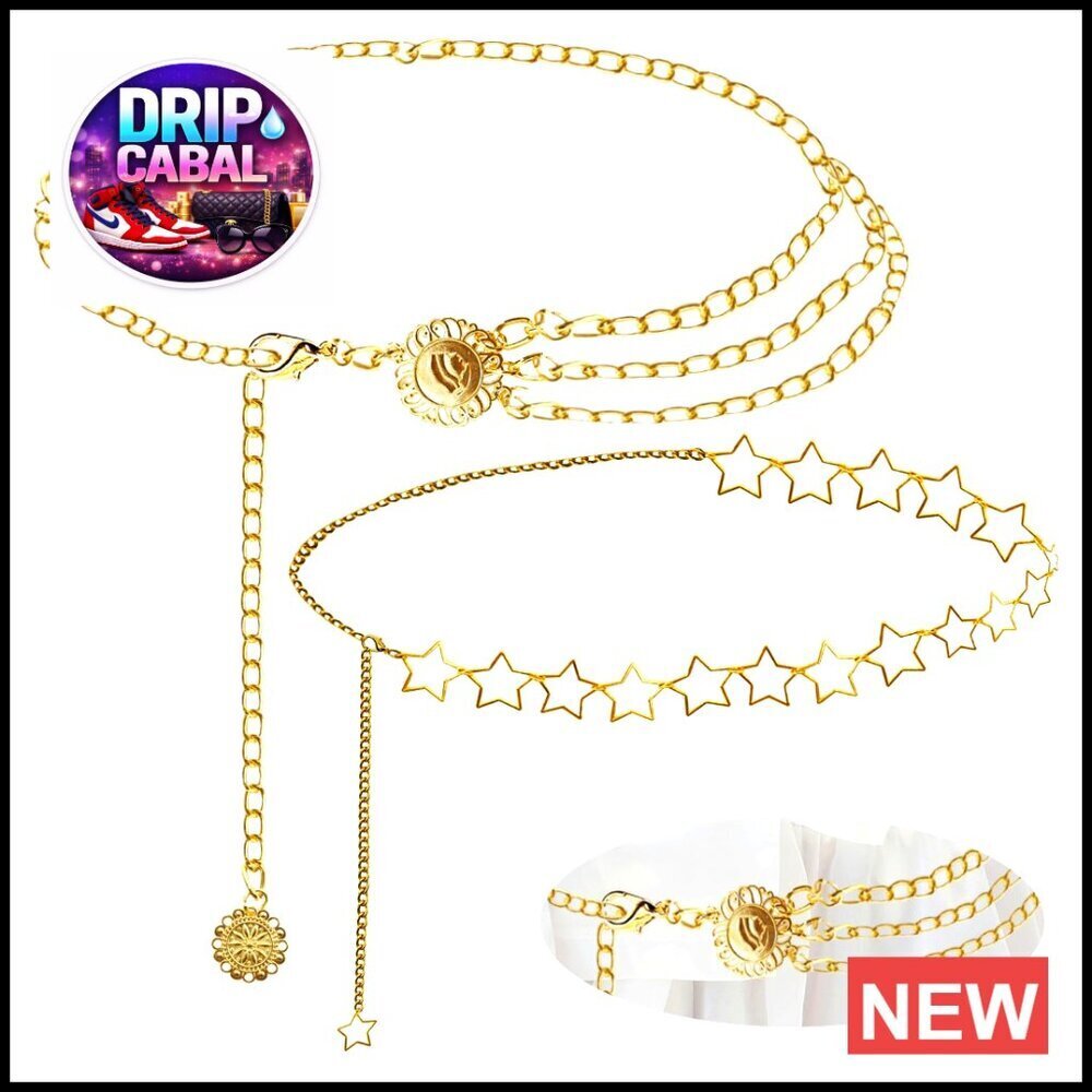 Star Gold Belt Chain Set Y2K Elegant Alloy Waist Jewelry Adjustable Lengths